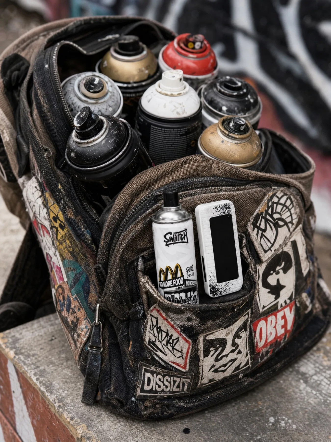 SWIITCH system with graffiti art supplies